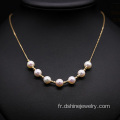 Exquise 18K Gold Chain femmes Bijoux Collier de Perles véritables